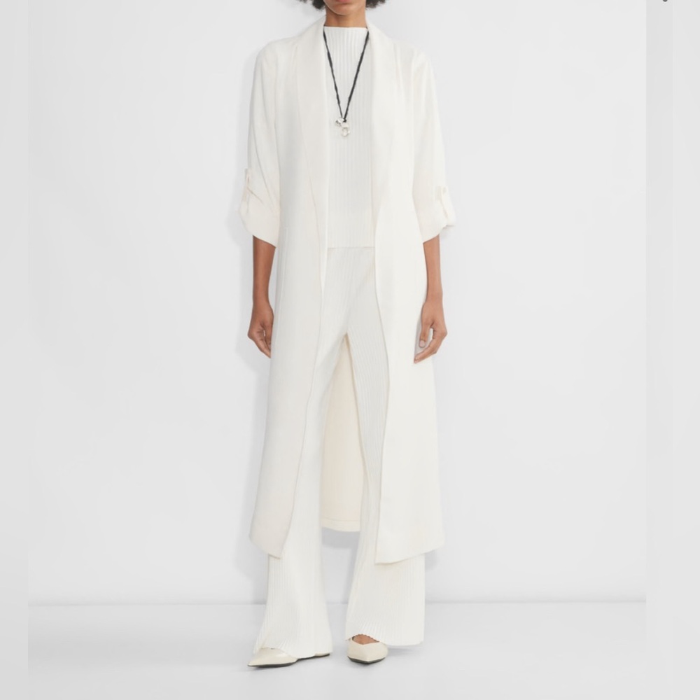 Aritzia Long Ivory Open Blazer Coat